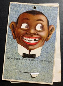 1908 Newpoint USA Mechanical Postcard Cover Black Americana Looking All Around