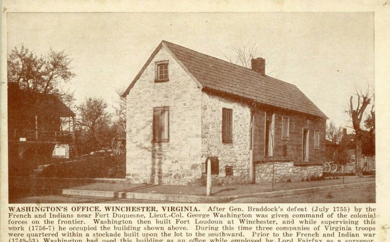 Postcard Early View of George Washington's Office in Winchester, VA.        S5