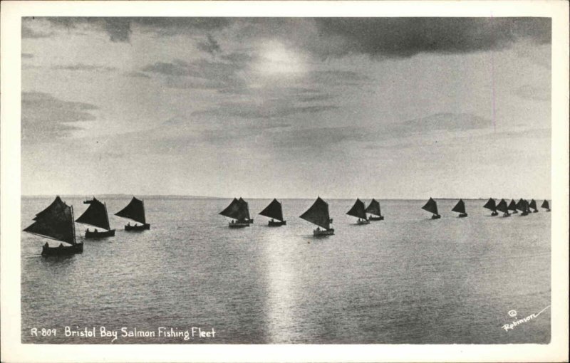 Bering Sea? Bristol Bay Salmon Fishing Fleet Boats Real Photo Postcard