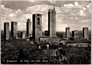 Siena Italy, S. Gimignano La Torri Viste Dalla Rocca  Real Photo RPPC, Postcard