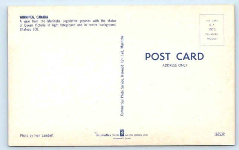 Manitoba Legislative Grounds WINNIPEG Canada Postcard