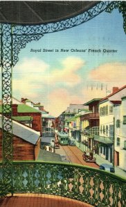 Royal Street in New Orleans French Quarter Louisiana Postcard Posted 1942