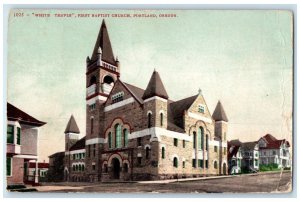1908 White Temple First Baptist Church Portland Oregon Vintage Antique Postcard