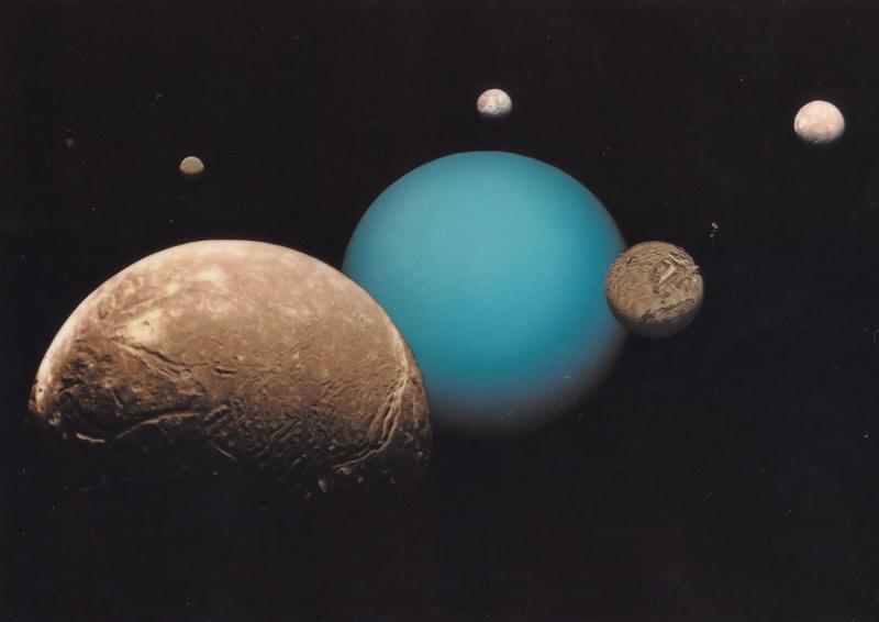 Uranus & Five Moons Armagh Planetarium Irish Astronomy Postcard