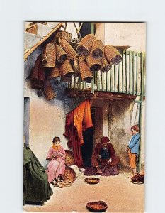 Postcard Maker of Fishing Nets, Sicilian Costumes, Italy