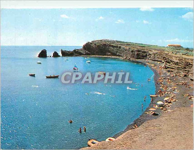 Modern Postcard The Languedoc coast Agde conch black beach and rocks of two b...