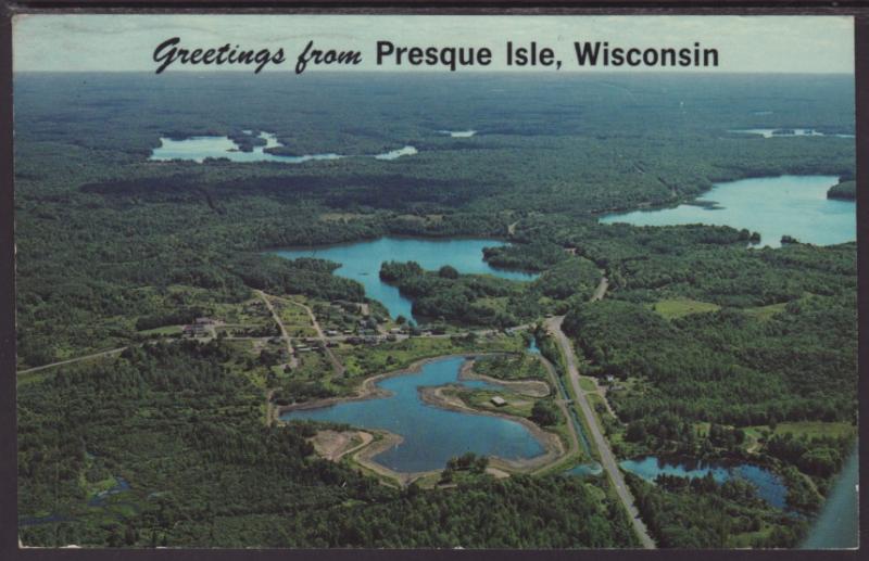 Greetings From Presque Isle,WI Postcard BIN