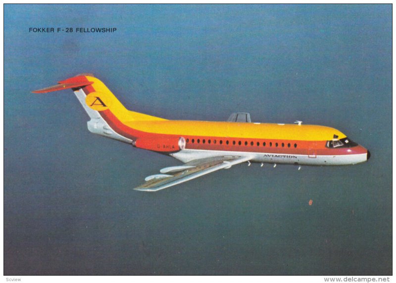 AVIACTION Airlines Fokker F-28 Fellowship Airplane , 80-90s