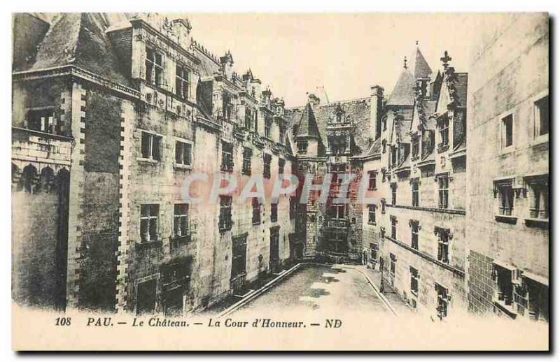 Old postcard Pau Chateau Court of Honor