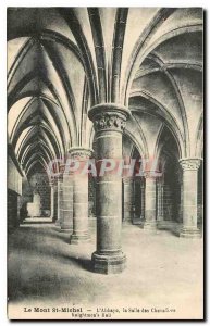 Old postcard Le Mont St Michel Abbey the Hall of Knights