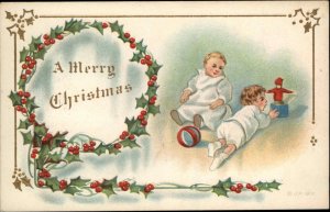 Christmas Children Infant Toy Embossed Vintage Postcard