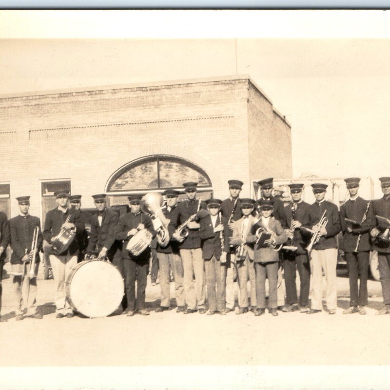 c1930s Music March Band RPPC Military Men Unique Rare Real Photo Postcard A100