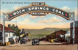 Rock Springs Wyoming WY The Arch Street Scene 1940s Postcard