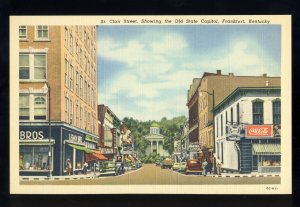 Frankfort, Kentucky/KY Postcard, St Clair Street, Theater, Coca-Cola Sign