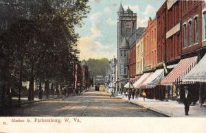 Parkersburg West Virginia Market Street Scene Antique Postcard K100726