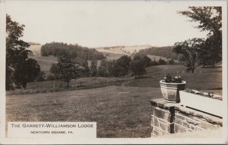 RPPC Postcard Garrett Williamson Lodge Newtown Square  PA Lawn