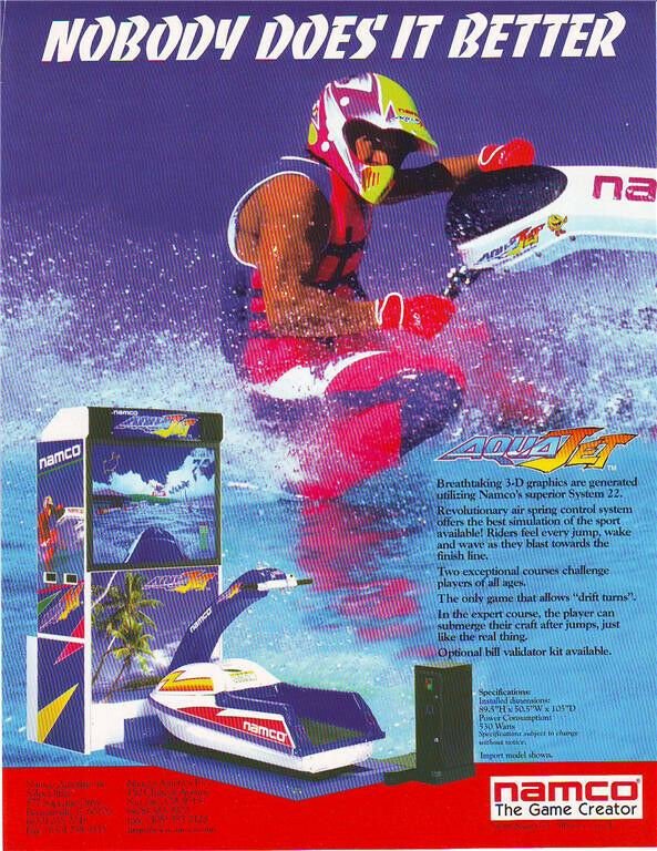 AQUA JET 1996 ORIGINAL NOS VIDEO ARCADE GAME MACHINE PROMO SALES FLYER