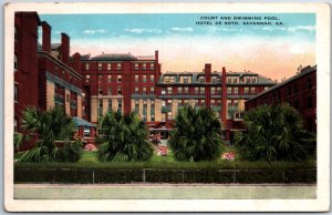 VINTAGE POSTCARD COURT AND SWIMMING POOL AT HOTEL DE SOTO SAVANNAH GEORGIA