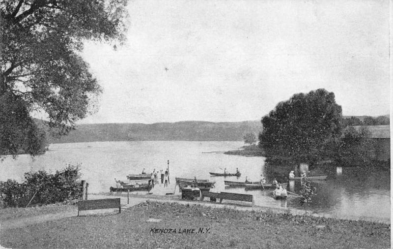 Kenoza Lake New York Boats Scenic View Antique Postcard J48743