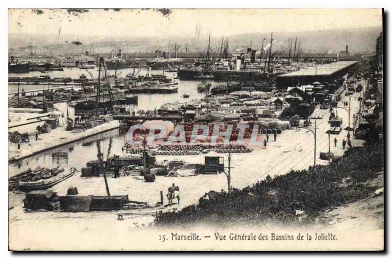 Old Postcard Marseille General view basins of Joliette