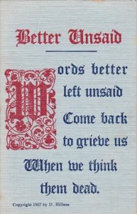 Motto Postcard Better Unsaid Copyright Hillson