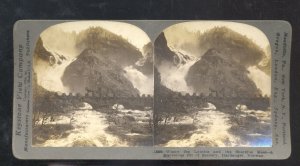 REAL PHOTO HARDANGER NORWAY LOTEFUS SKAREFUS RIVER STEREOVIEW CARD