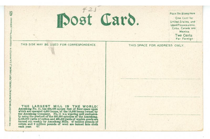 NH - Manchester. Amoskeag Mill ca 1907