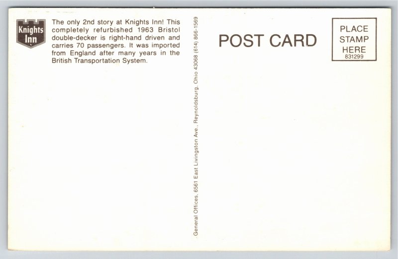 Transportation~Double Decker 1963 Bristol Bus @ Knights Inn~Vintage Postcard