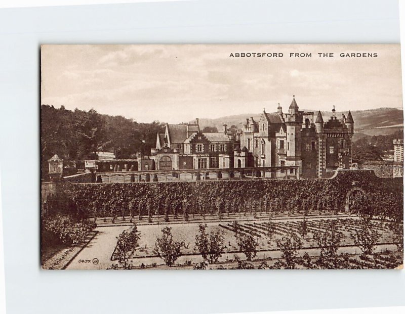 Postcard Abbotsford From The Gardens Melrose Scotland