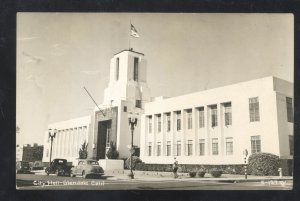 RPPC GLENDALE CALIFORNIA CITY HALL DOWNTOWN OLD CARS REAL PHOTO POSTCARD