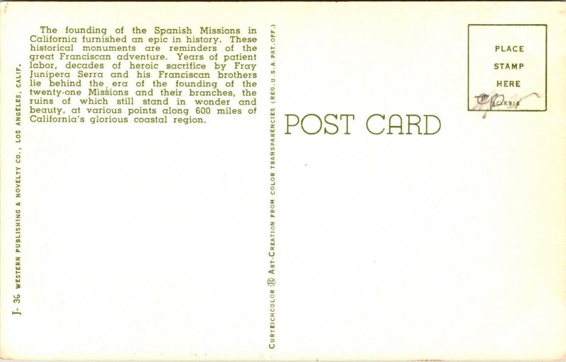 California Spanish Christian Missions State Map Multi View DB Postcard 