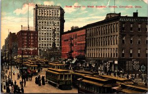 USA Rush Hour on West Superior Street Cleveland Ohio Vintage Postcard C001