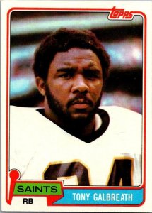 1981 Topps Football Card Tony Galbreath New Orleans Saints sk60455