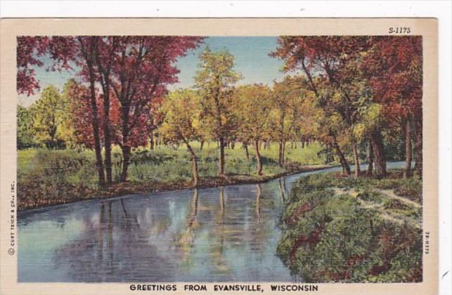 Wisconsin Greetings From Evansville 1953 Curteich