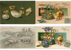 EASTER LOT OF EMBOSSED, ARTIST SIGNED 400 CPA Pre-1930 w. BETTER, PART 3.(L3114)