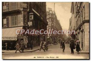 Postcard Old Paris IX street Richer