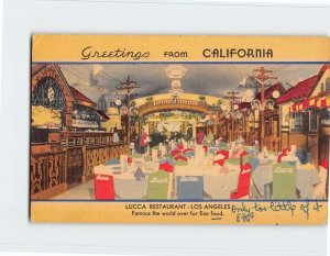 Postcard Greetings from California, Lucca Restaurant, Los Angeles, California