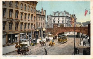 Springfield MA Massasoit House and Railroad Arch Trolley Old Cars Postcard