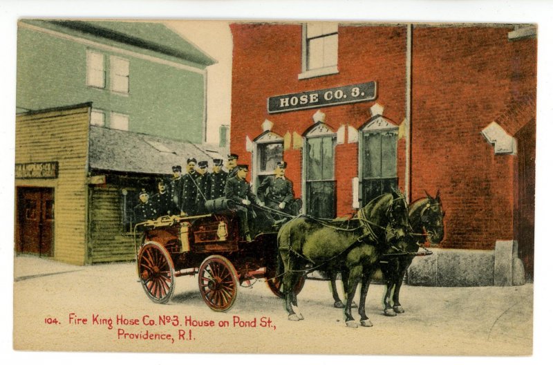 RI - Providence. Fire Dept. & Apparatus, Fire King Hose Co No 3 ca 1907