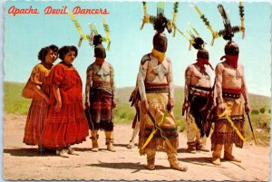 Postcard - Apache Devil Dancers - Gallup, New Mexico
