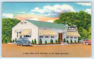 ST. CLAIRSVILLE, OH ~ Roadside MARTINES RESTAURANT c1940s - Highway 40  Postcard