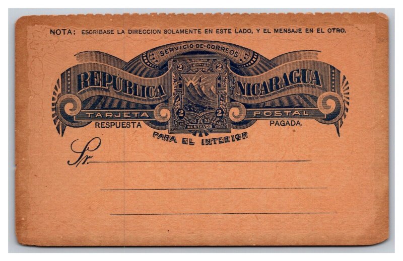 Vintage Early 1900's Private Mailing Postal Card Nicaraguan Unsigned Unposted