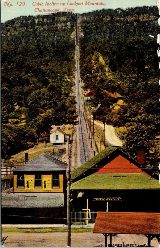 Cabel Incline Lookout Mountain Chattanooga Tennessee Scenic DB Postcard 