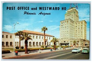 c1960's Post Office And Westward Hotel Cars Phoenix Arizona AZ Vintage Postcard 
