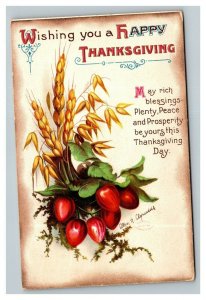 Vintage 1913 Ellen Clapsaddle Thanksgiving Postcard Wheat Stalks Strawberries