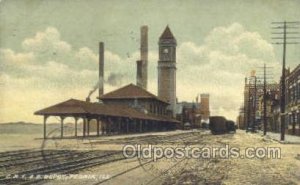 CRI and P Depot, Peoria, IL USA Train Railroad Station Depot 1909 light wear ...