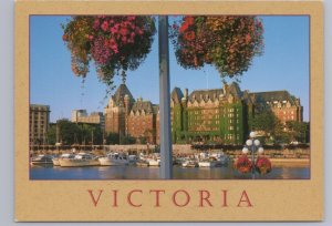 Inner Harbour, Empress Hotel, Hanging Flower Baskets, Victoria BC, Postcard