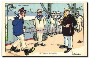 Our Sailors Return-lined - boat Postcard Old Illustrator Gervese