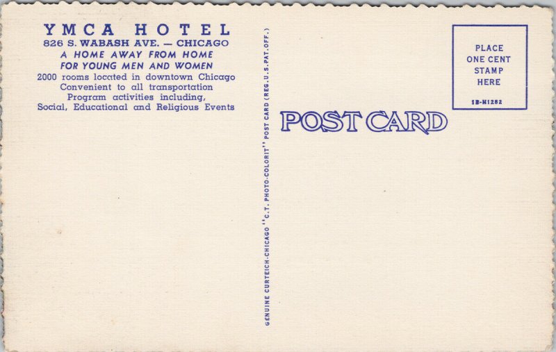 YMCA Hotel Chicago IL Multiview Wabash Avenue Unused Linen Postcard G55