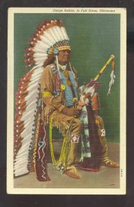 OKLAHOMA OSAGE INDIAN IN FULL DRESS NATIVE AMERICAN VINTAGE OPSTCARD